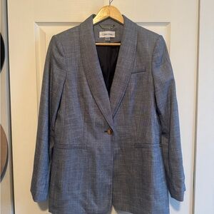 Calvin Klein Gray Blazer Modern Professional Suit Jacket